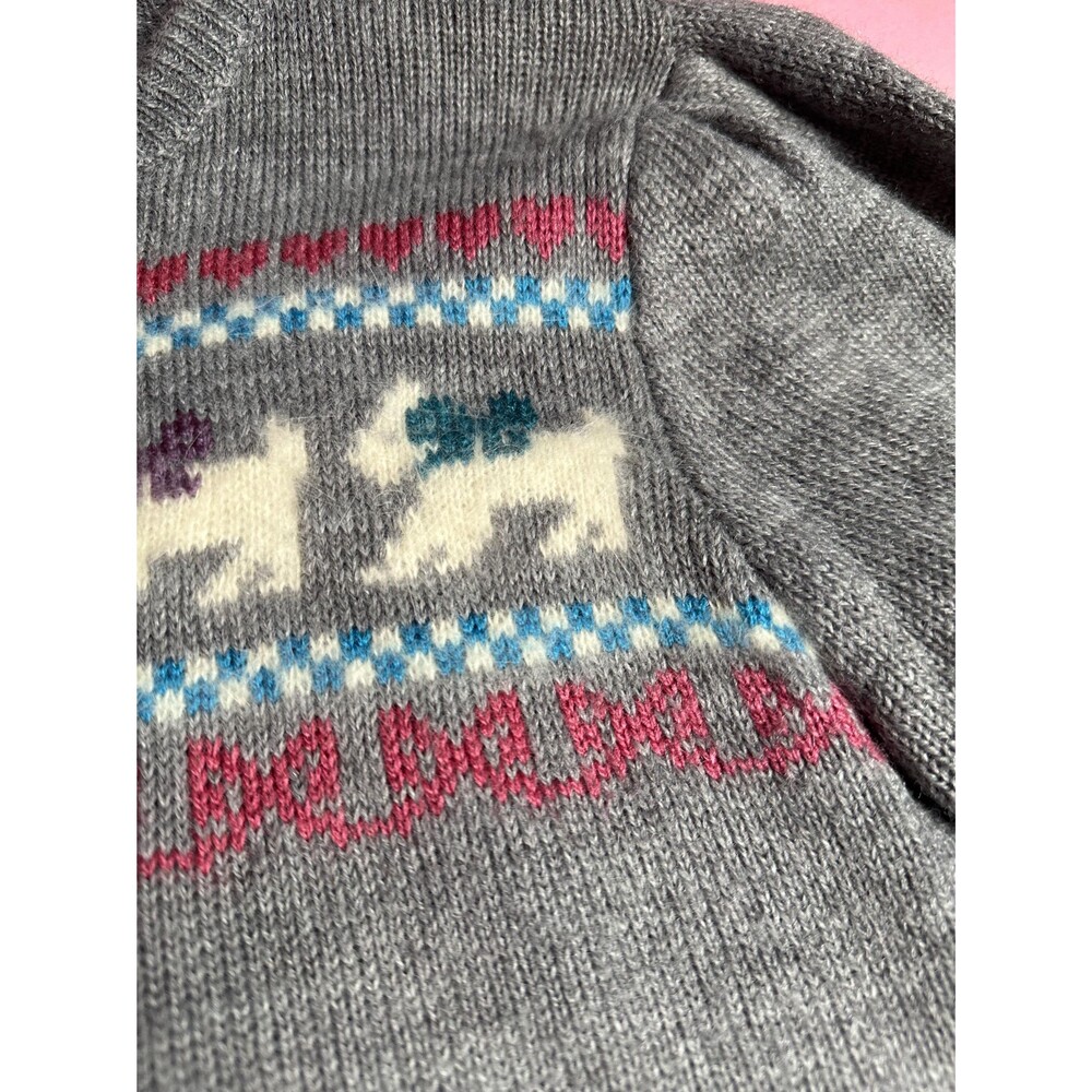 1970s ALBEROY Bow, RIBBON, Hearts, & Angora DOGs Cardigan W/Bow Buttons. S-M - Picture 14 of 16